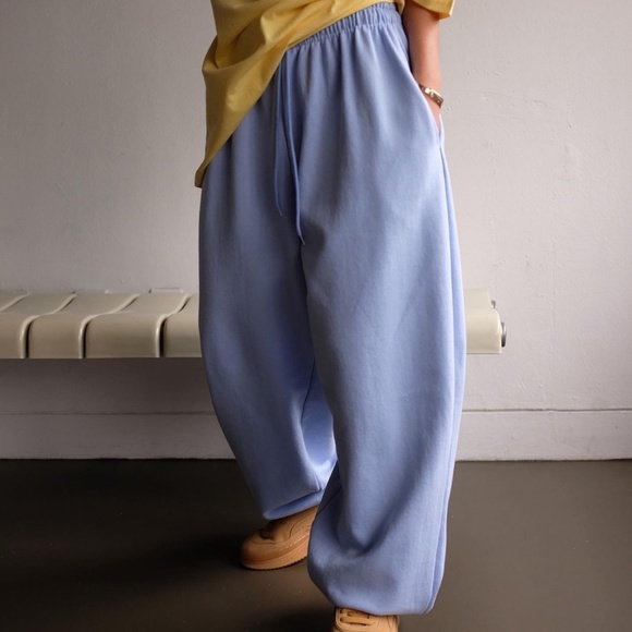 Oversized blue cotton pants joggers women relaxed trousers pants - Picture 3 of 4